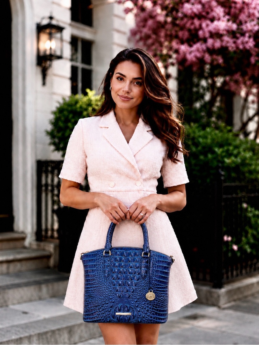 Brahmin Duxbury Satchel Affinity Solid Blue Melbourne Leather